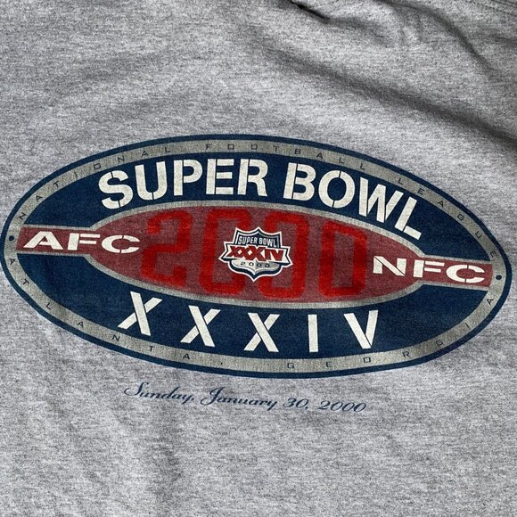 Vintage Y2K 00s Super Bowl NFL Atlanta Georgia AFC NFC XXXIV Graphic Tee Shirt L - Picture 2 of 7